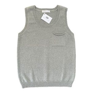 The Banyan Tree NEW Sage Green Sleeveless Sweater with Back Button Details Large